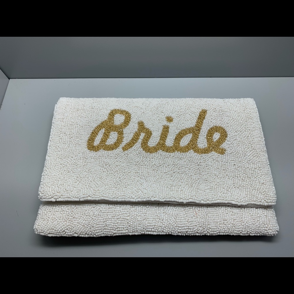 Beaded wedding “bride” bag clutch